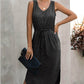 Irregular Cinched Round Neck Vest Dress