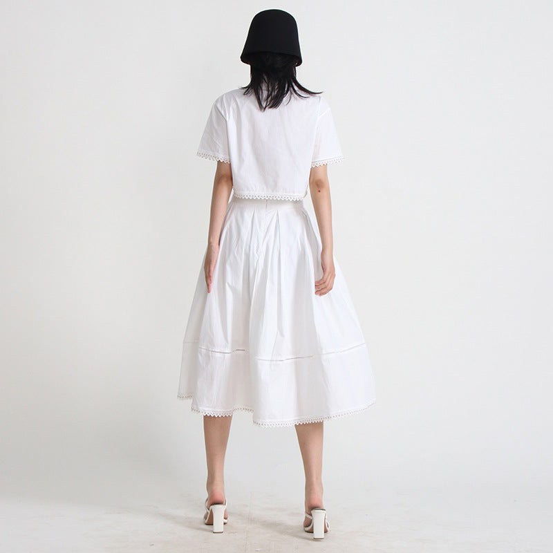 Retro Two-piece Set Women's Short Shirt