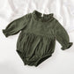 Solid Color Flying Sleeves Lace Neckline Baby Jumpsuit