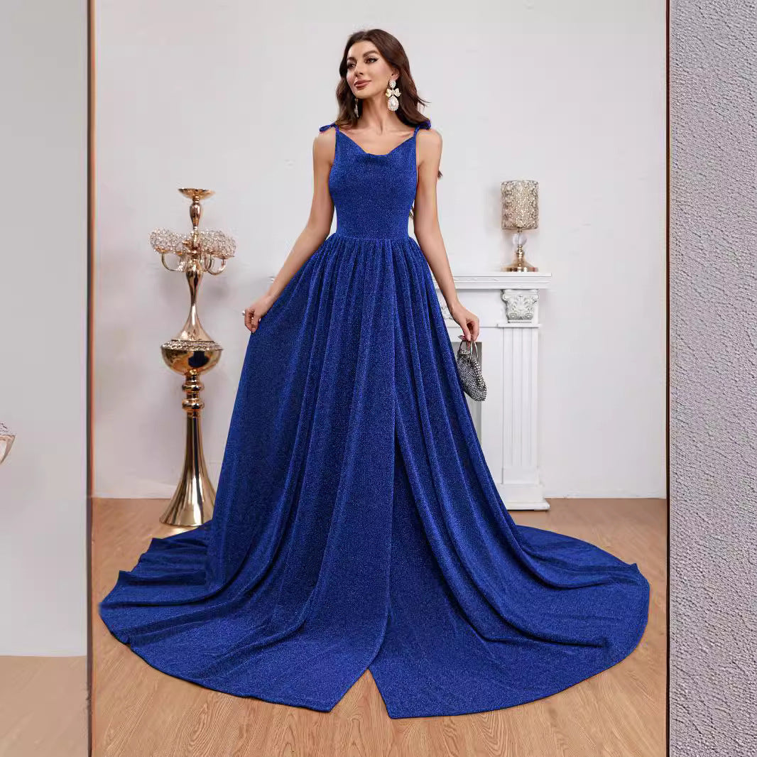 Tube Top Sequins Split Expansion Skirt Dress
