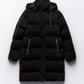 Veste en coton à capuche, coupe ajustée, amincissante et chaude, manteau long