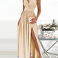 Women's One Shoulder High Split Cutout Sleeveless Elegant Cocktail Maxi Dress
