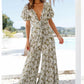 Printed Jumpsuit With Tie On Chest