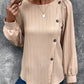 Women's Fastener Decoration Crew Neck Casual Solid Color Long-sleeved Shirt