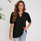 Women's Top Casual V-Neck Solid Color Puff Sleeves