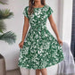 Robe plissée à manches courtes et ourlet large, élégante, style européen et américain