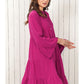 Women's Fashion Solid Color V-neck Long-sleeve Dress