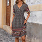 Women V-neck Short Sleeve Bohemian Print Dress