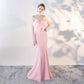 Female Solid Color Strapless Fish Tail Slimming Short Dress