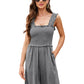 Women's Solid Color One-piece Shorts With Suspenders