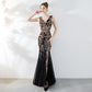 Robe de soirée élégante à paillettes et queue de poisson pour femme