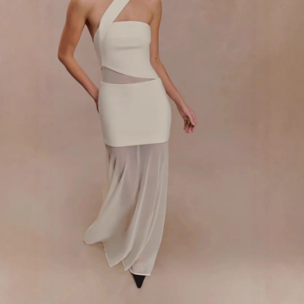 Chiffon Sleeveless Slim-fit Elegant Evening Gown