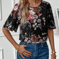 Ladies New Floral Print Short Sleeve Shirt