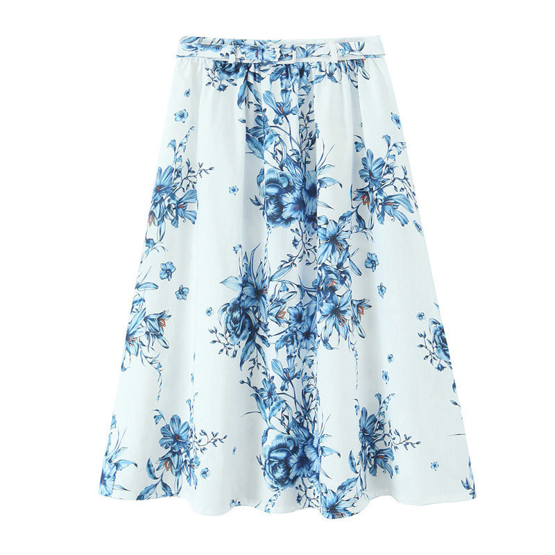 French Style Style Short Top Printing Skirt