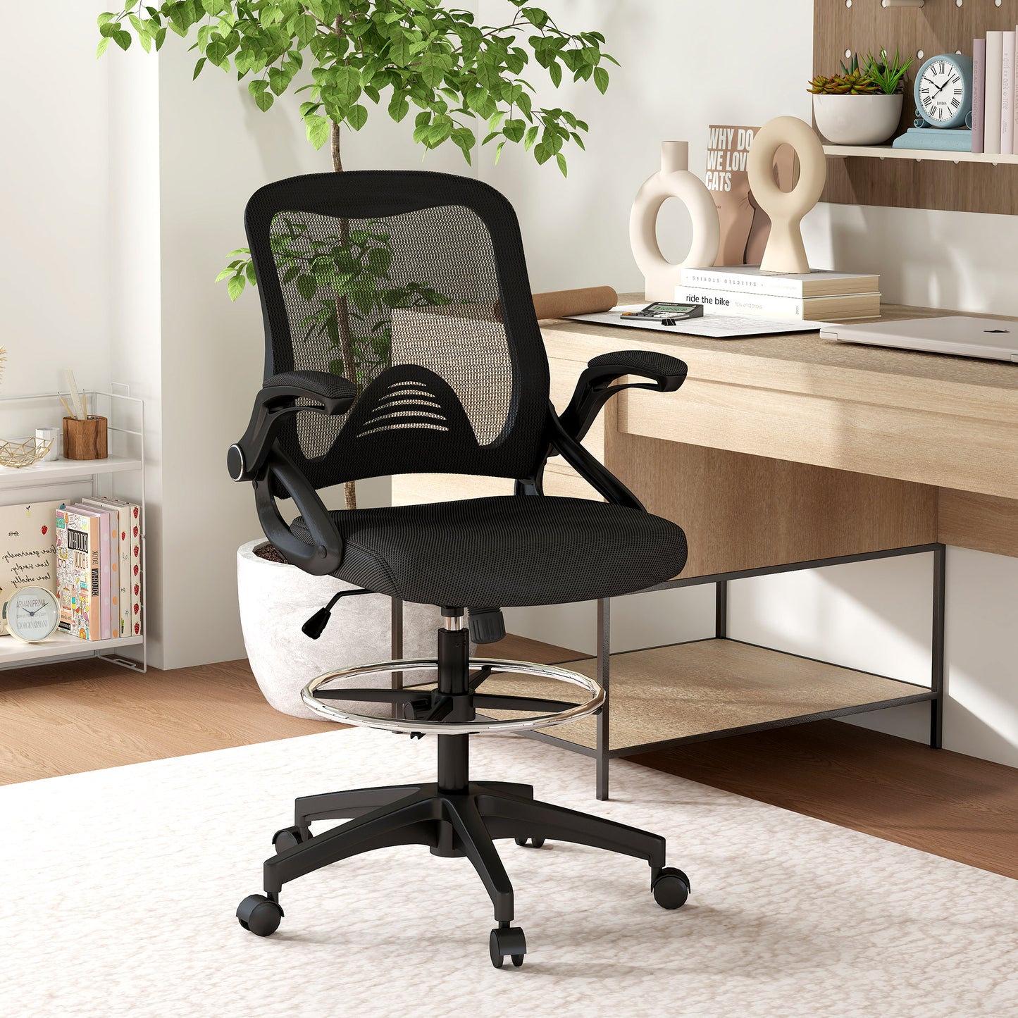 Ergonomic High Back Office Chair Swivel Reclining Computer Desk Chair with Retractable Footrest