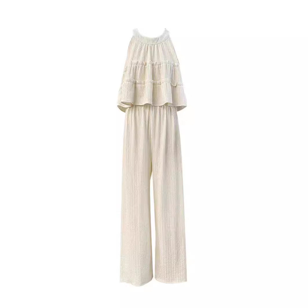 Women's Loose-Fit Casual Straight-Leg Pants Two-Piece Set