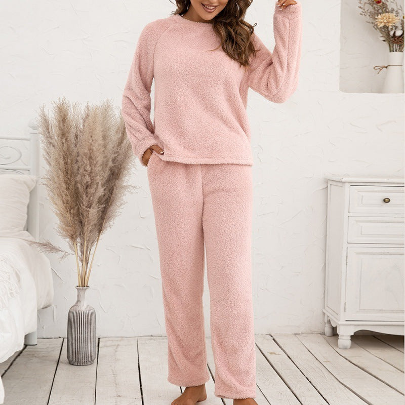 Loose Casual Home Wear Double-sided Plush Two-piece Suit