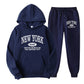 European And American Men's Hoodie Sweater Suit Fashion Printed Two-piece Suit