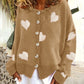 Pull cœur pour femme, cardigan simple boutonnage, manteau en tricot, vêtements d'extérieur