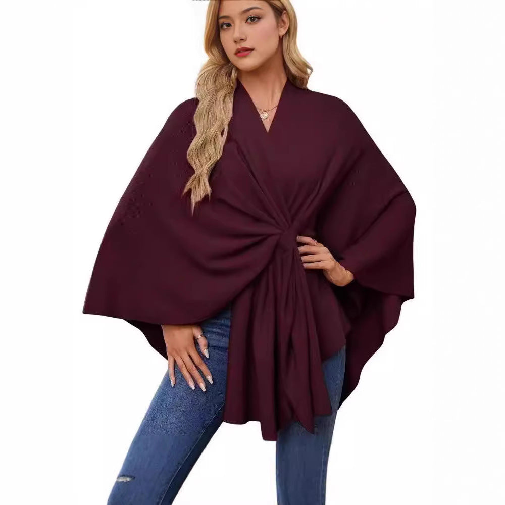 Loose V-neck Shawl Cape Fashionable Jacket