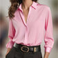 Women's Solid Color Loose Button Lapel Shirt