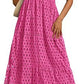 V-neck Hollow Pleated Short Sleeves Long Dress