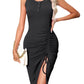 Drawstring Wrap Short Sheath Dress Women
