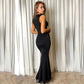 Spring Girl Round Neck Sleeveless Stitched Backless Sheath Dress