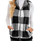 Thick Checks Double-sided Velvet Cardigan Vest Stand Collar Sleeveless Coat