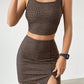 Women Plaid Square Collar Cropped Tank Top And Bodycon Mini Skirt Set