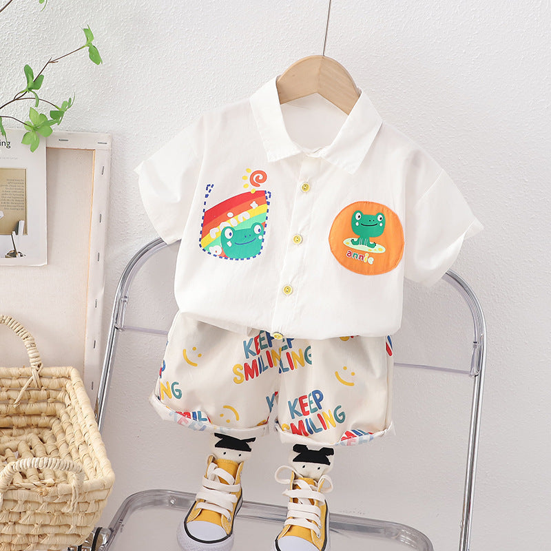 T-shirt à manches courtes motif grenouille arc-en-ciel pour homme et bébé