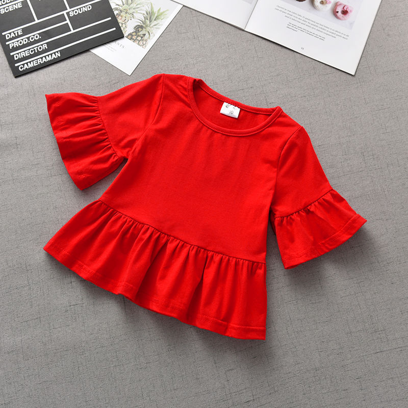 T-shirt à manches volantées pour enfant, bas d'été
