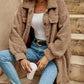 New European And American Winter Open Button Lapel Plush Coat Loose Long-cut Coat Women
