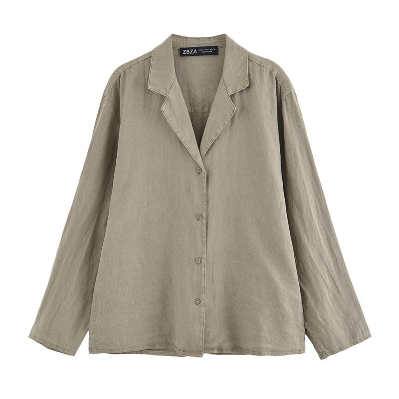 Summer New Polo Collar Single-breasted Long Sleeve Shirt Casual Pants Suit Women