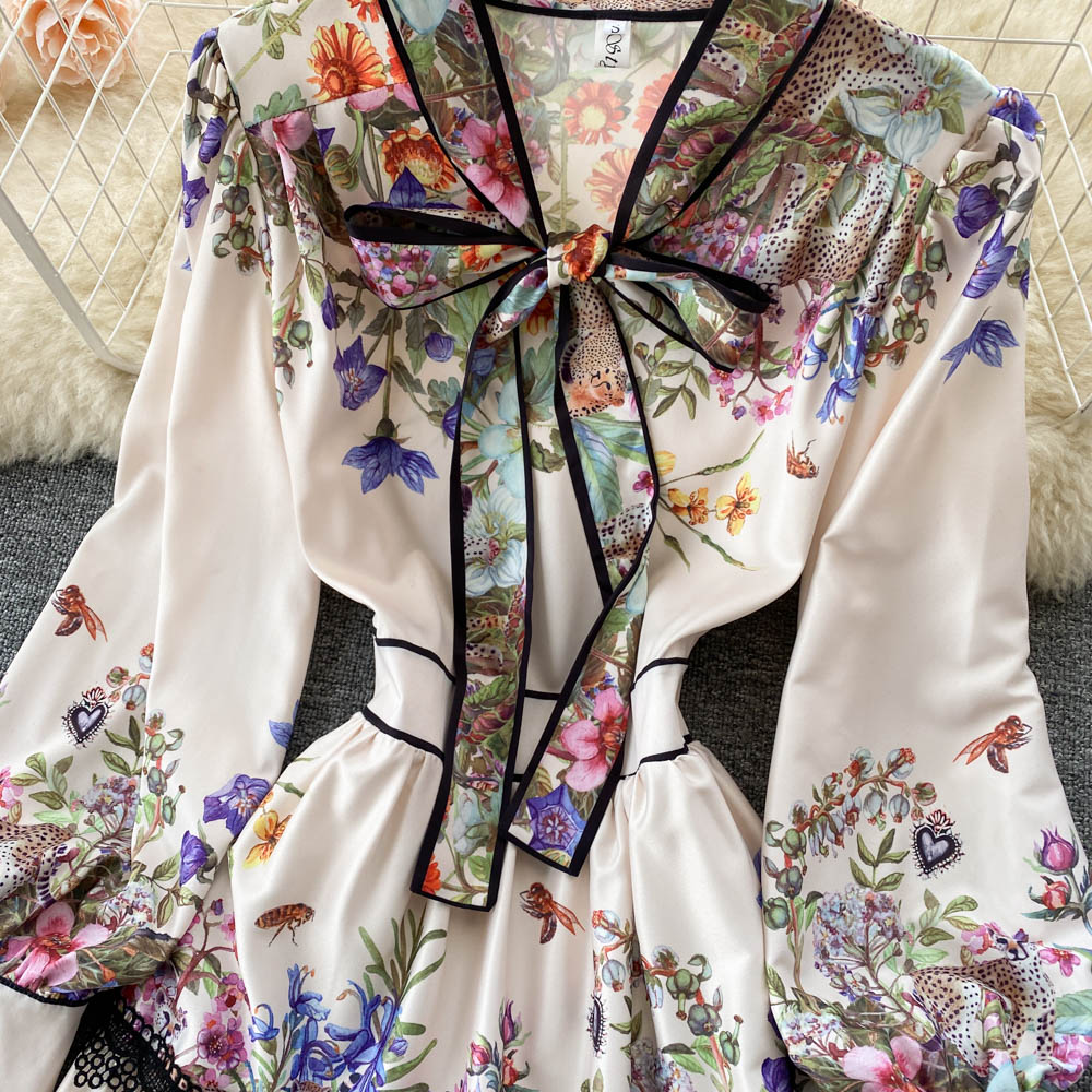 Royal Court Style Floral High-end Sense Dress