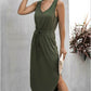 Irregular Cinched Round Neck Vest Dress