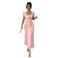 Strap-printed Long Figure-hugging Hip-hugging Dress