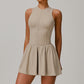 Women's Solid Color False Two-piece Stand Collar A- Line Dress