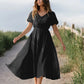 V-neck Button Fashion European And American Women's Dress