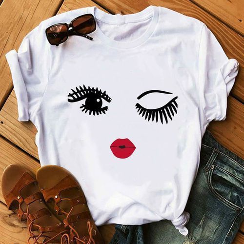 T-shirt ample à manches courtes et col rond pour femme