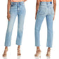 High Waist Light Blue Stretch Slim-fitting Small Straight Cropped Jeans For Women