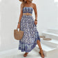 European And American-style Printed Backless Tube Dress