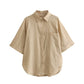 Single-breasted Pocket Shirt Loose Leisure Suit