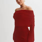 Robe courte à manches longues et épaules dénudées pour femme