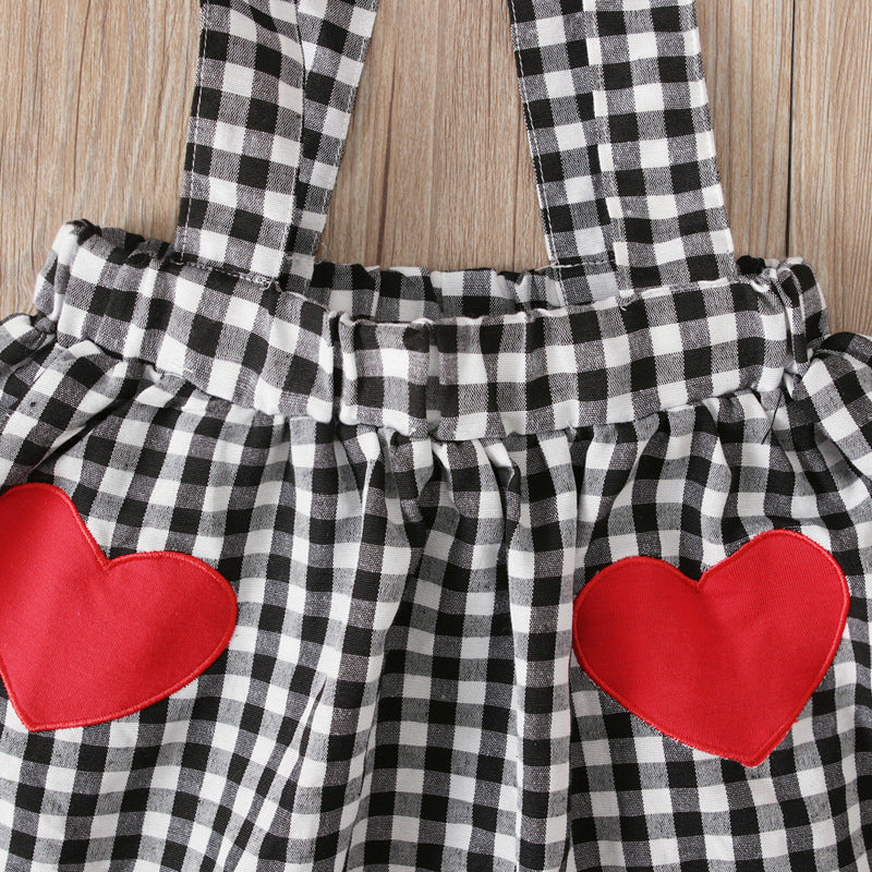 Girls' Long-sleeved Bow Suspender Skirt Suit