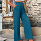 Pantalon décontracté avec poches et cordon élastique, taille haute, ample, pour femme
