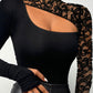 Lace Stitching Long Sleeve T-shirt Women