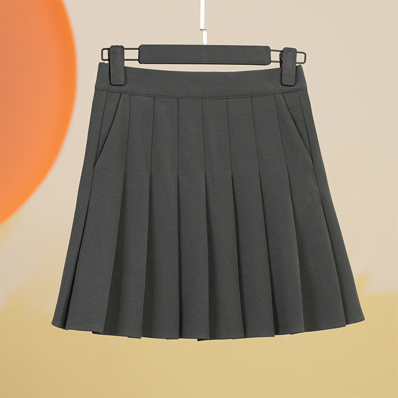Pleated Skirt Lengthened Elastic Waist Elastic