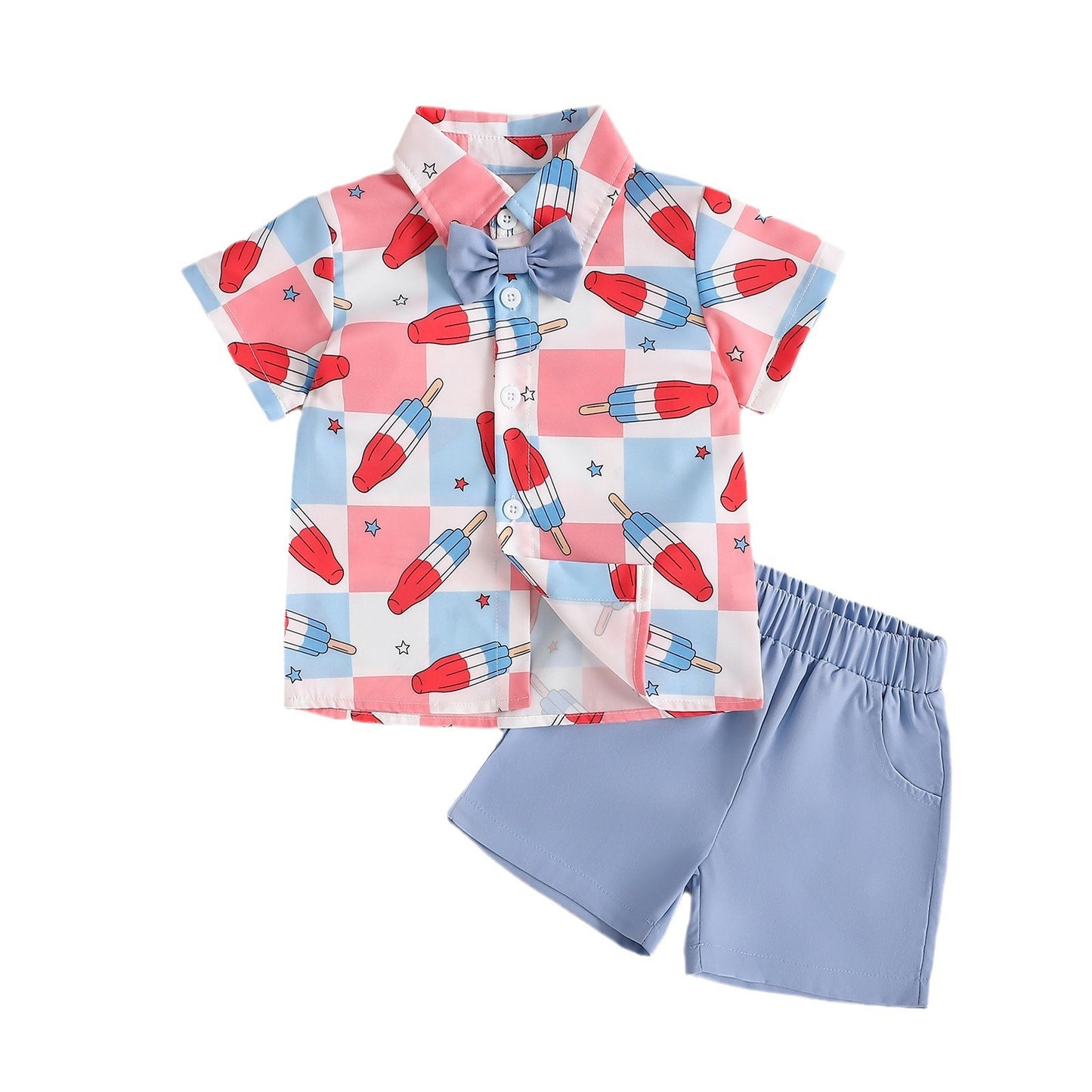 Ensemble chemise et short imprimés style gentleman pour garçon