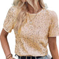Women's Fashion Personalized Sequined Round Neck T-shirt
